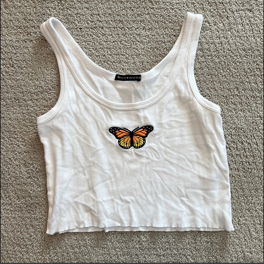 6 tops from Brandy Melville, aero pastel, American Eagle, and Hollister.